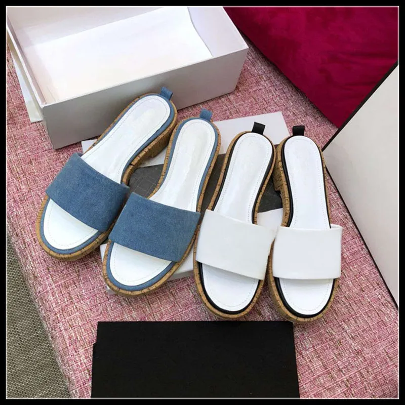 

2019 New Women Slippers Espadrille Slide Sandal Mule Desginer Denim Mules Shoes Brand Desgin Woman Summer Shoes 35-41