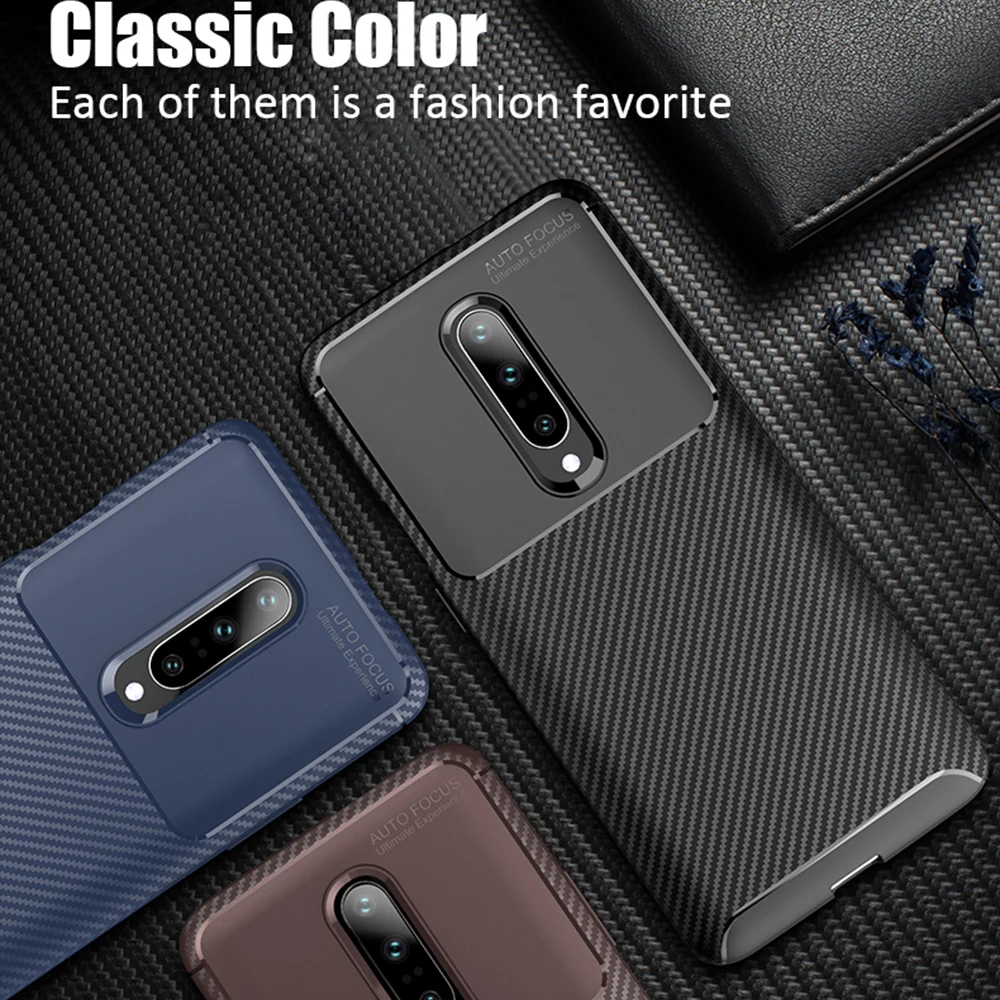 Best UFlaxe Phone Case For OnePlus 6 6T 7 Pro Soft Casing Carbon Fiber Geometry Texture Ultra thin Shockproof Cover