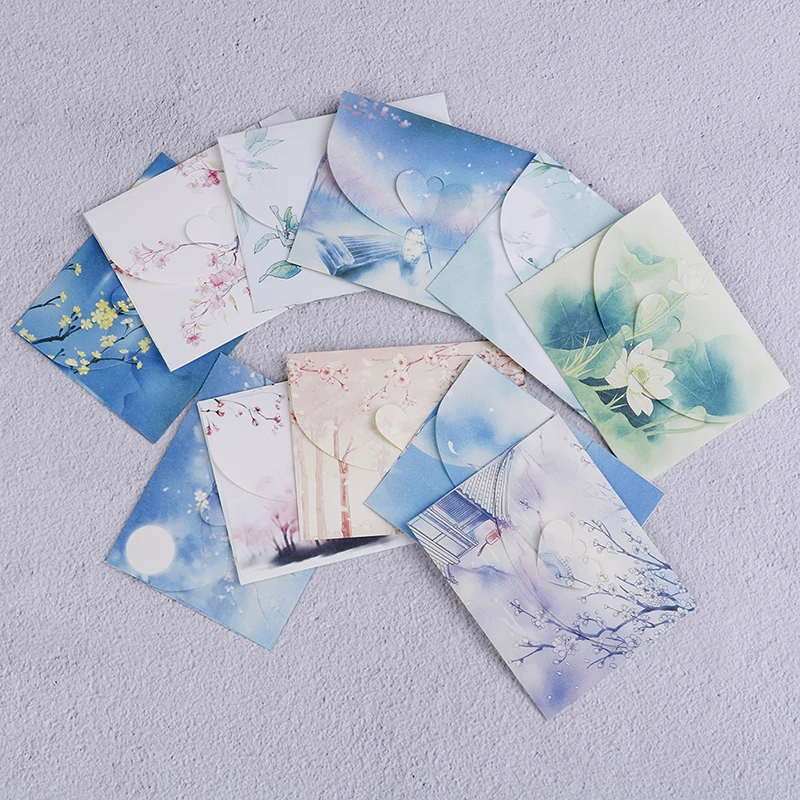 

10 Sets Cute Chinese Vintage Style Flowers Paper Envelope For Letter Creative Stationery Paper Postcards Card Scrapbooking