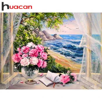 

Huacan DIY Diamond Painting 5d Landscape Sea Full Square/Round Diamond Mosaic Flower Needlework Craft Kit Home Decor