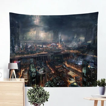 

Future Technology exploration Cartoon Pattern Tapestry Beach Throw Yoga Rug Wall Hanging Gobelin Modern Home Decor Custom