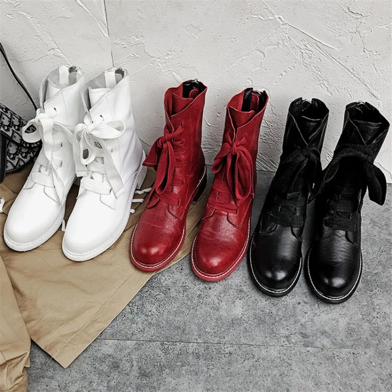 Prova Perfetto Brand Design Women Boots Genuine Leather Short Boots Women Leisure Fashion Runway Show Women Shoes Winter Boots
