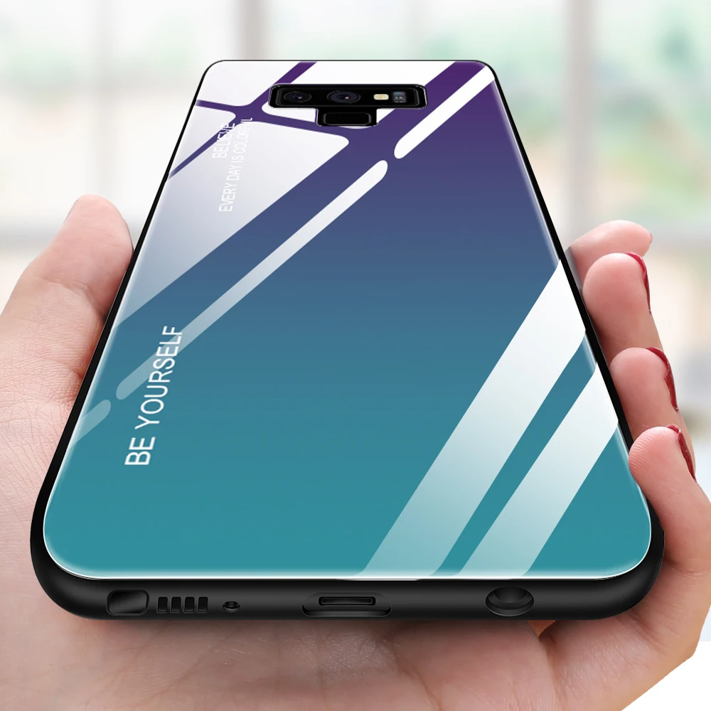 

Gradient Tempered Glass Case For Samsung Galaxy Note8 9 10 Pro Luxury Mirror Phone Back Cover For Samsung M10 M20 M30 M40 Coque