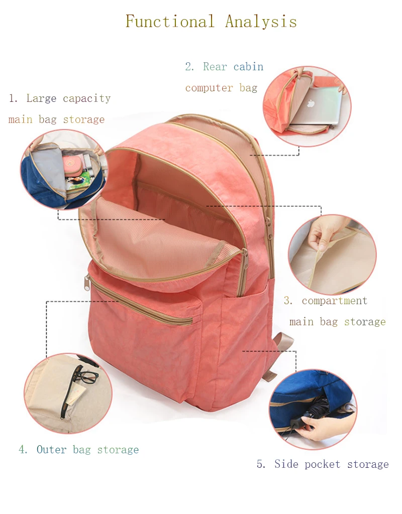 Travel backpack leisure light and comfortable female bag travel computer bag college bag leisure, travel is very suitable bag