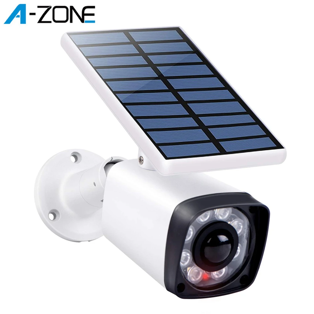 A-ZONE Поддельные камеры наблюдения Манекен CCTV безопасности пуля камера солнечная батарея светодиодный светильник PIR датчик движения наружная ложная камера