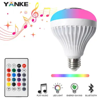 

E27 LED RGB Smart Bulb 12W Dimmable Wireless Bluetooth Music Playing Magic Bulb with 24 Modes Remote Control To IOS /Android
