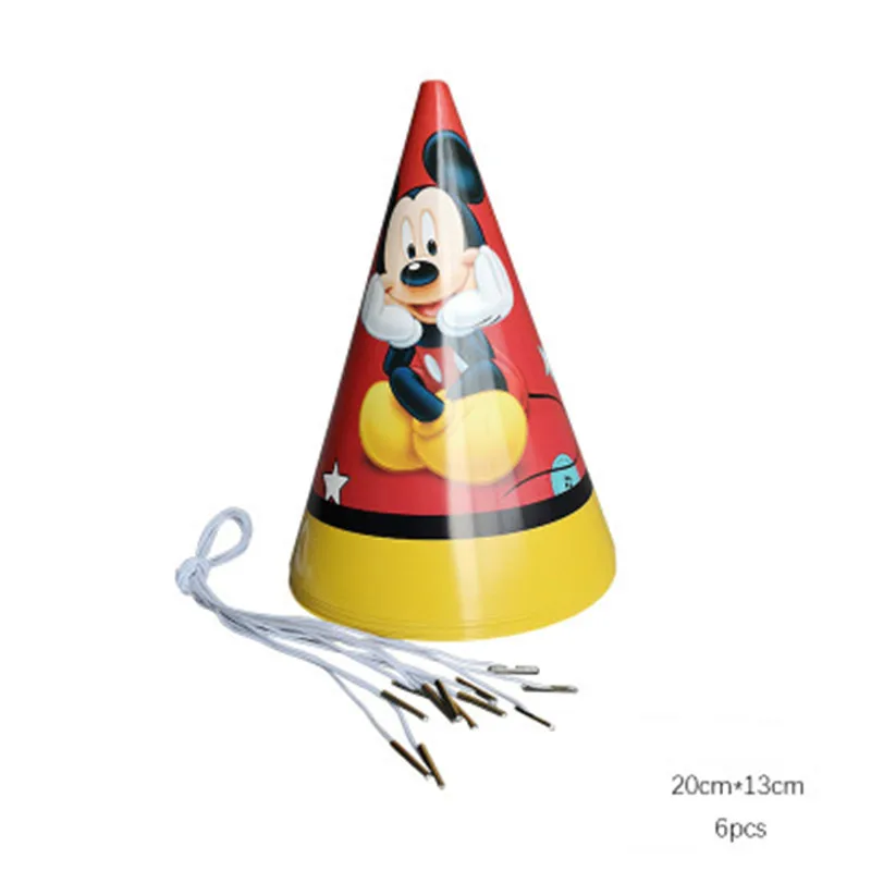 6pcs hat Red Mickey Arch Balloon Holder Children's Birthday Party Supplies Decoration Boy Family Friends Disposable Tableware Party - Цвет: 6pcs hat