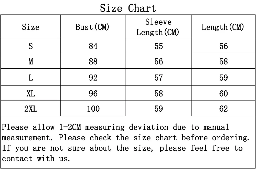 Sweater Size Chart