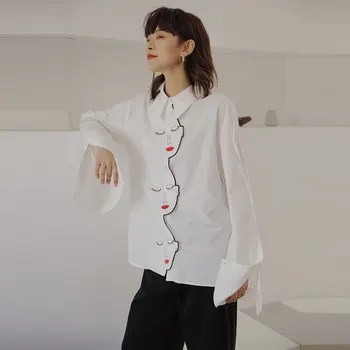 

Black Embroidery Blouse Fashion New Winter Single Breast Elegant Small Fresh Split Minority Casual Shirt DMY1854