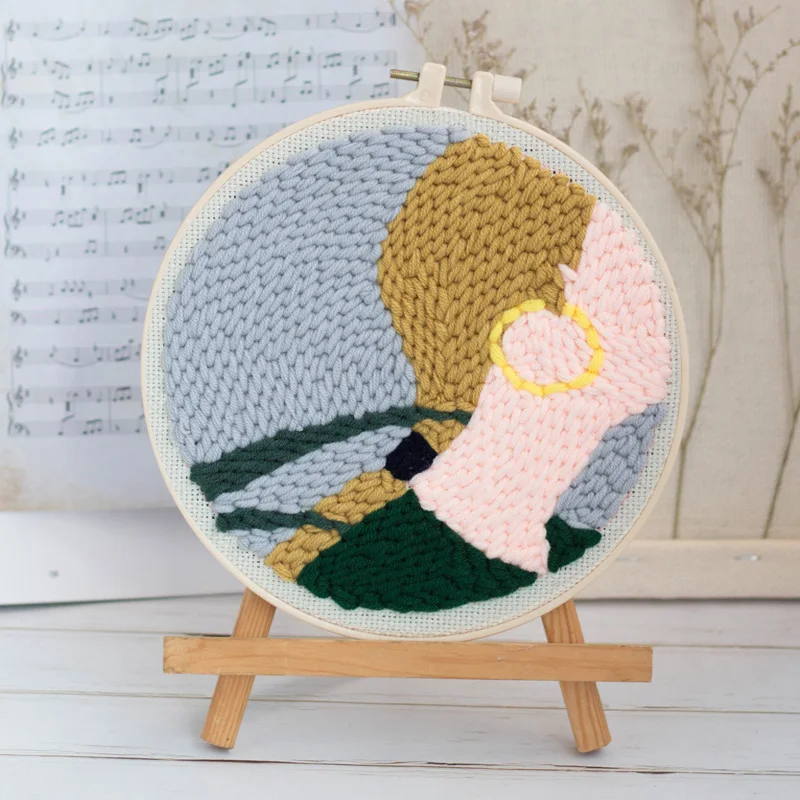 

Fashion Punch Needle Embroidery Kit Cool Girl Pattern Punchneedle Cross Stitch Set for Beginner Handmade Decoration Gift