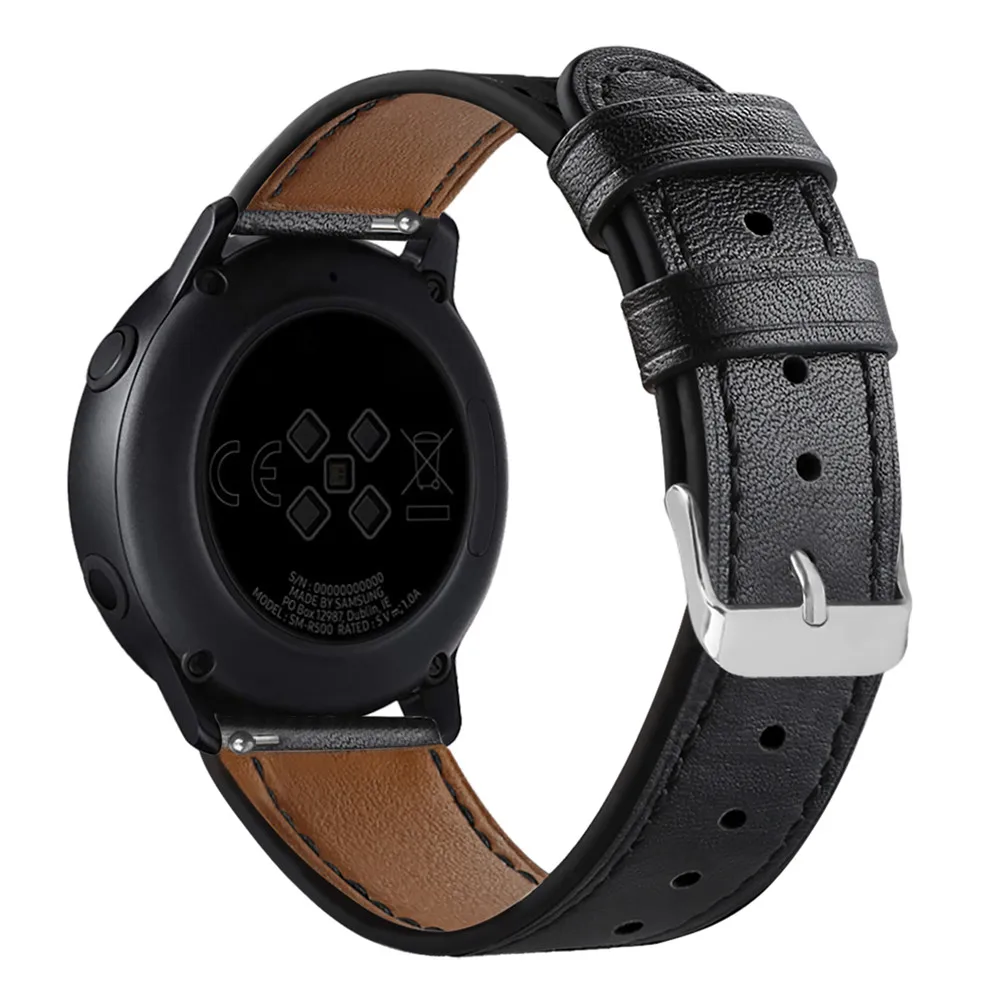 20 мм ремешок для часов из натуральной кожи для samsung Galaxy Watch 42 мм Active2 40 мм 44 мм gear S2 Active 2 ремешок для часов huawei GT2
