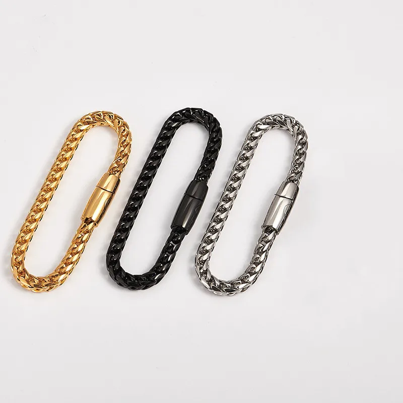 3 цвета, нержавеющая сталь, мужской браслет, ретро стиль, ювелирное изделие, звено цепи, дружба, мужские браслеты и браслеты