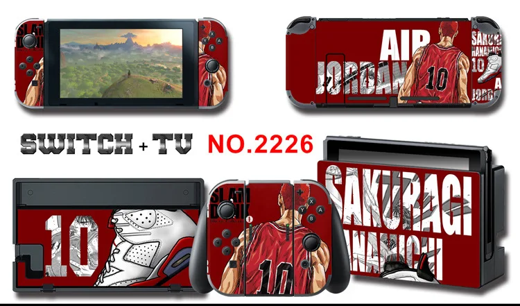 1set New Cute Anime Full Body Sticker for NS Switch Protective Cover Skin Colorful Art for Game Console Joy-Con Controller Decor