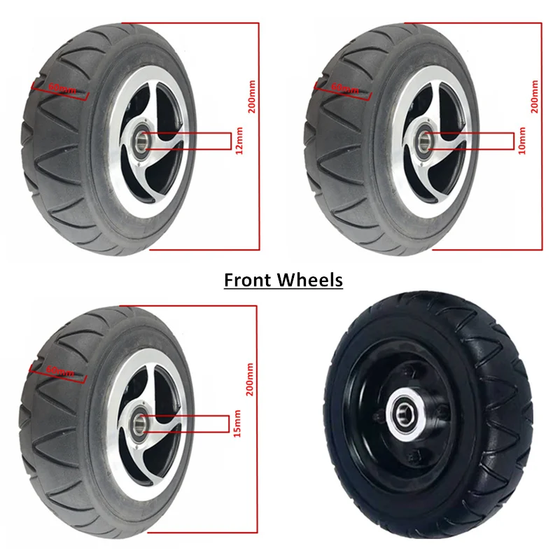 JayCreer 8 Inches 200X60mm Mobility Scooter Wheel Assy For Electric Mobility Scooter