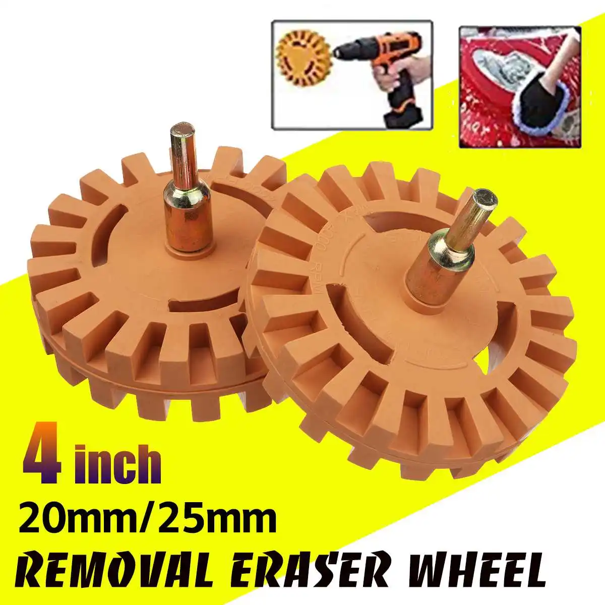 

4 inch Universal Rubber Eraser Wheel Adapter For Remove Car Glue Adhesive Sticker Pinstripe Decal Graphic Auto Repair Paint Tool