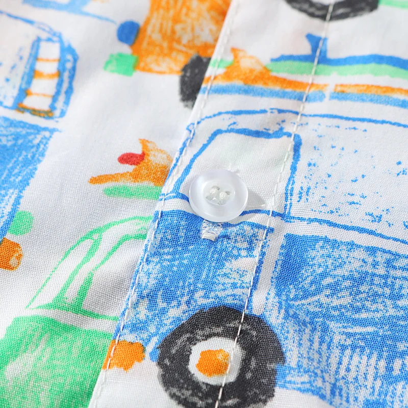 Summer New Style Short-sleeve Shirt for Boys Full Printed Cartoon Car Short-sleeved Shirt Childrenswear