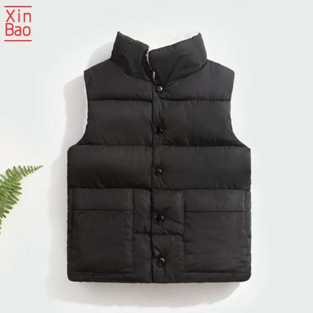 XINBAO/ жилет, модные мягкие хлопковые пальто для мальчиков и девочек на осень-зиму, хлопковые куртки для малышей 2, 3, 4, 5, 6, 7, 8 лет - Цвет: black