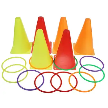 

A Set 6PCS Traffic Cone10PCS Ring Outdoor Ring Toss Games Gift for Kids Party Supplies Carnival Games Children's Day