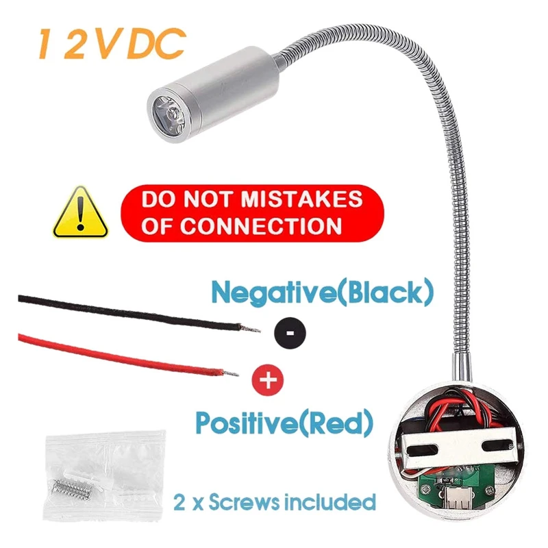 DC 12V светильник для чтения с usb зарядным портом RV Внутреннее освещение гибкий светодиодный светильник, предназначенный для автомобилей, караванов, лодок, Mot
