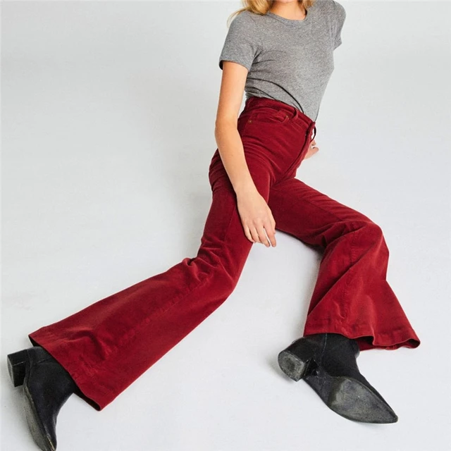 Best Deal for Women Corduroy Flare Pants Elegant High Waist Flare
