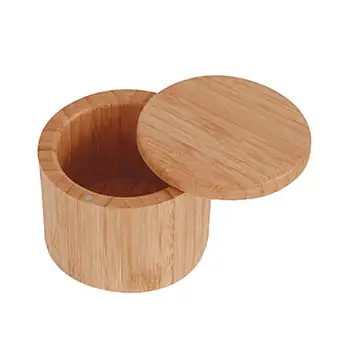 

2pcs Bamboo Storage Box Tea Pot Jar Salt Peppers Seasoning Box Natural Environmental Protection High Temperature for Home