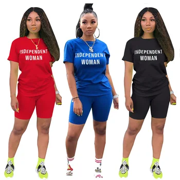 

HPUYIAMO Sport Letter Women Set Two Piece Set Tracksuit T-shirt Shorts Jogger Sweatpant Suit Outfit Matching Set