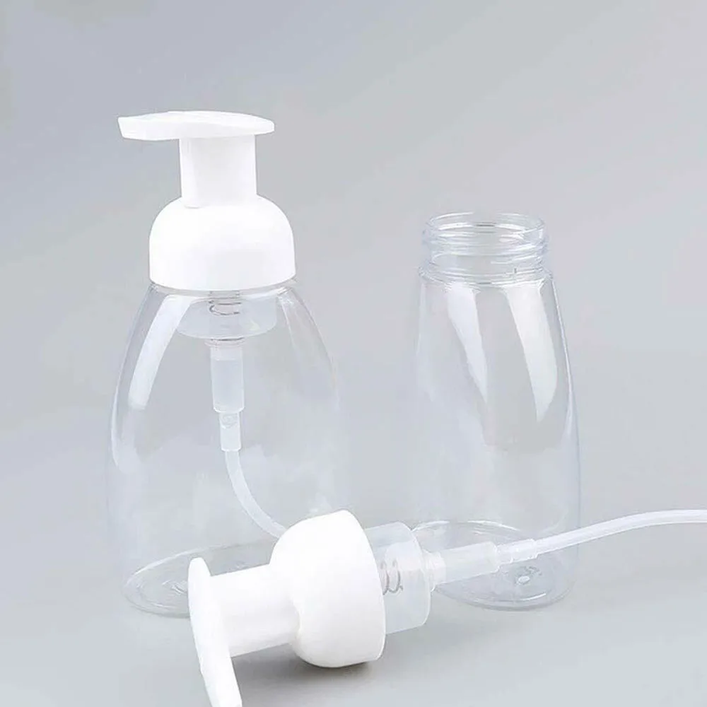 5PC Clear Plastic Bottles White Pump Container Foaming Hand Soap Dispenser