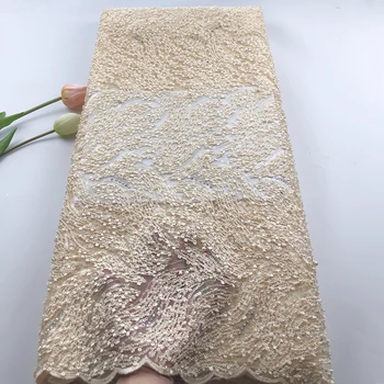 

Free shipping 5yards/pcs sequence African french tulle lace fabrics high quality embroidery stones Swiss cord sequins mesh laces