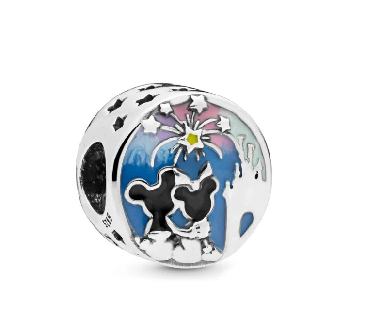 925 Sterling Silver Bead Happily Parks Mickey Friend Donald Charm Cinderella Castle Fit Original Pandora Bracelet Jewelry Summer