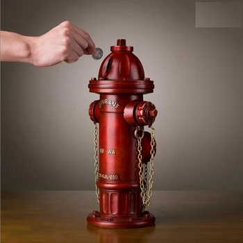 

14.9in Chinese Art Deco Pure Brass Red fire hydrant model Piggy bank sculpture Decoration Home Furnishings Gift Statue