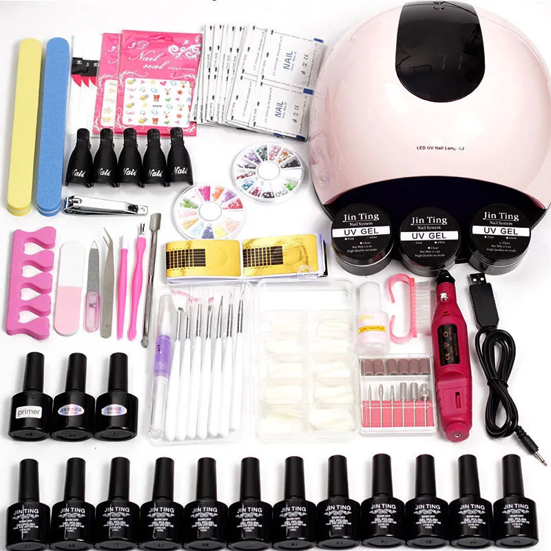  X5 Led Uv Nail Lamp Choose 12 Color Gel Nail Polish Varnish Acrylic nail Kit Electric Nail Drill Ma