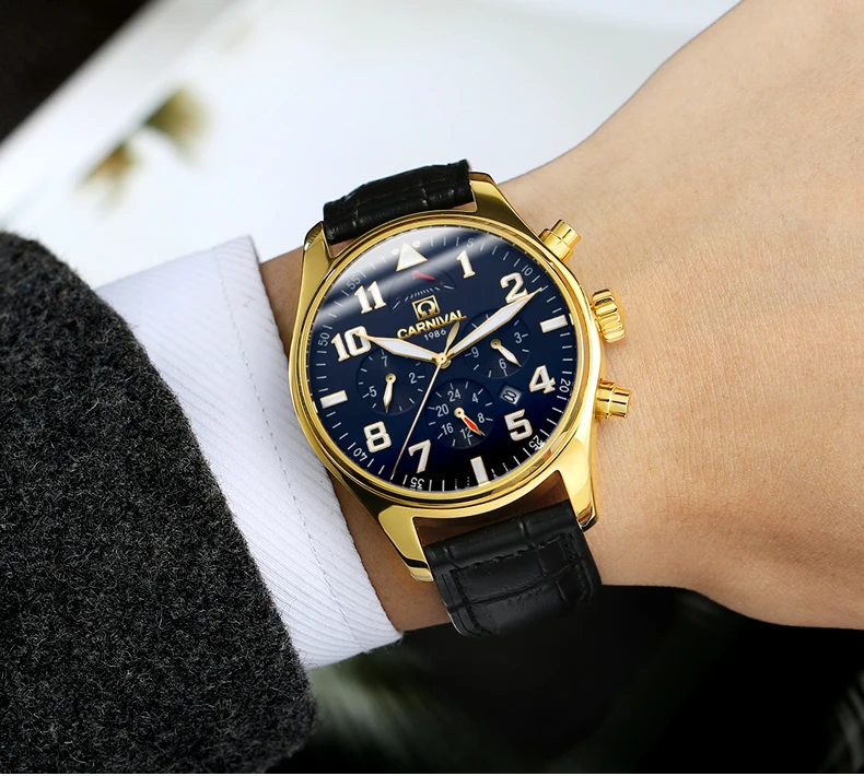 Карнавальный бренд Роскошные мужские часы Япония MIYOTA автоматические механические мужские часы он газ 150 м Водонепроницаемые многофункциональные часы C8675-7