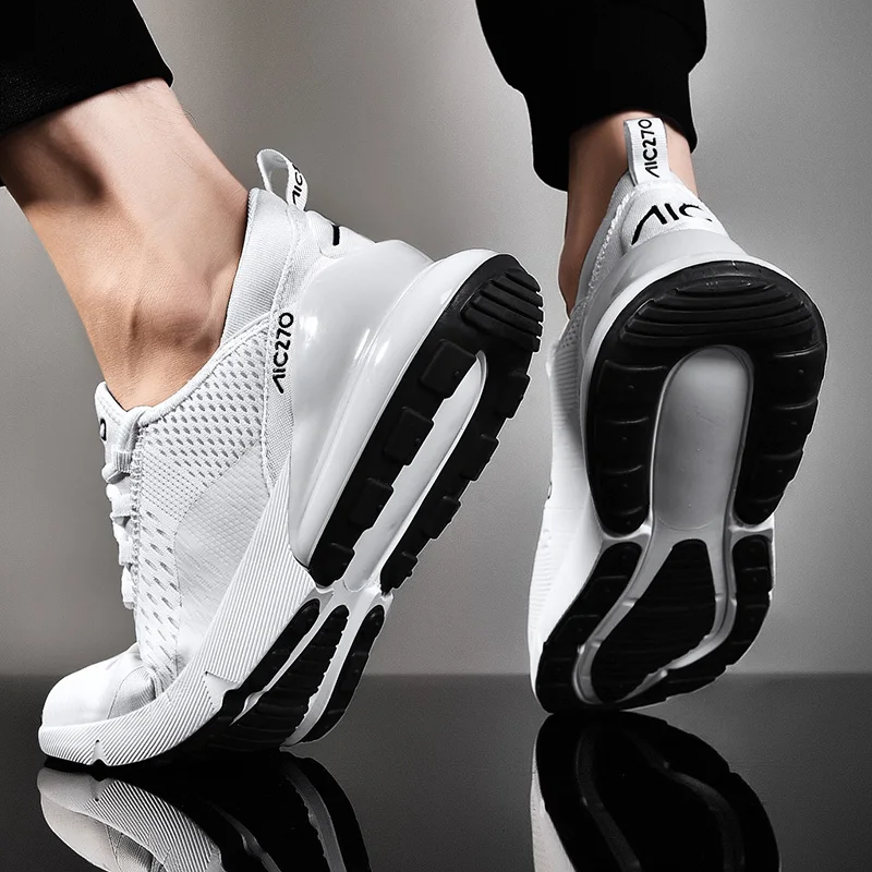 Breathable Mens Mesh Air Sole Running Shoes Men Walking Jogging Tracking Trainer Male Outdooor Rubber Sneakers Lace-Up Stability
