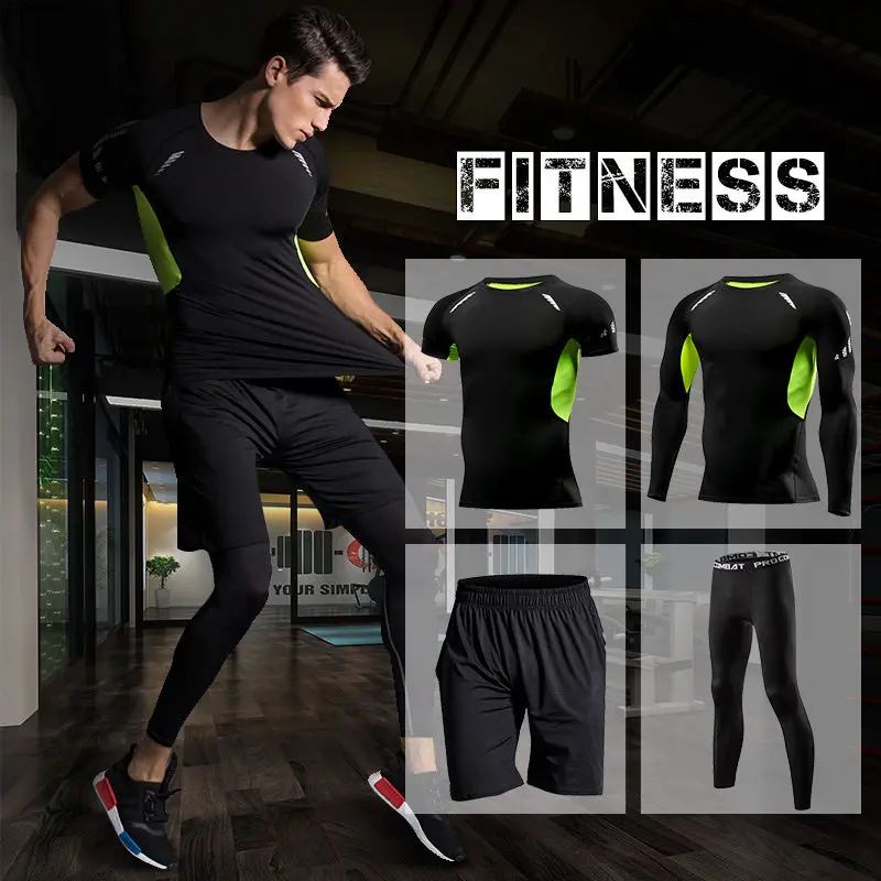 Комплект для занятий спортом, бега, мужской спортивный костюм, для бега, компрессионная Спортивная одежда для мужчин, для фитнеса, спортивная одежда, облегающий комплект спортивной одежды, толстовки - Цвет: C-9765048078549