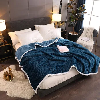 

Simple Blue Fleece blankets and throws Adult Thick Warm winter Blankets twin queen solid flannel Blankets On Bed Christmas gifts