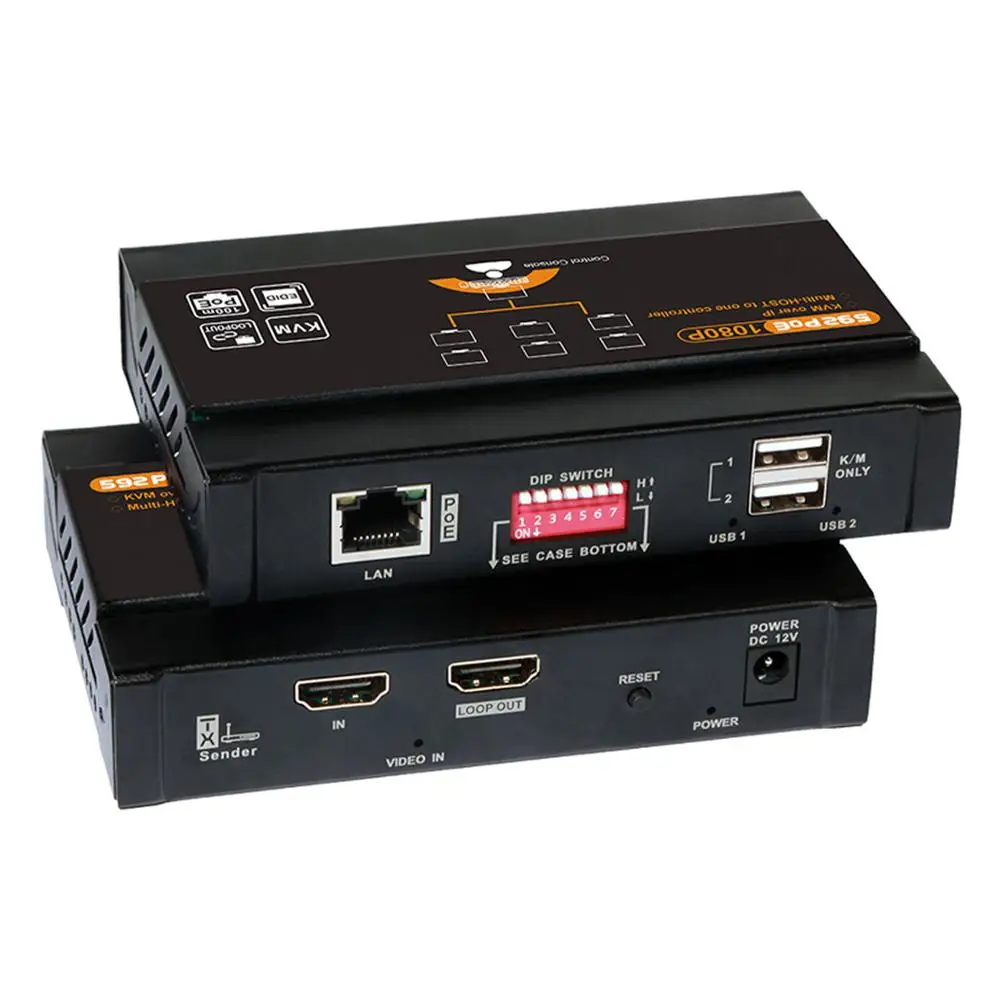 120 м KVM LAN удлинитель управления PoE сетевой коммутатор источник питания TCP IP DIP один