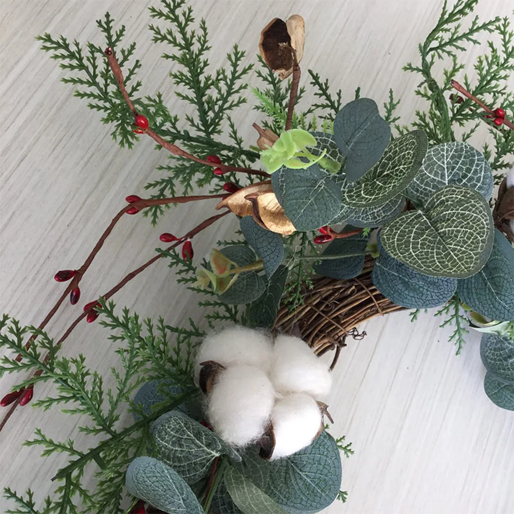 8 Kinds Christmas Wreath Door Decor Artificial Handmade Garland Natural Pine Plant Pendant Decoration Wall Wreaths Fake Flowers