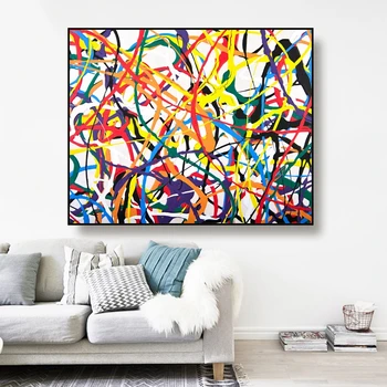 

Cassisy Canvas Art Painting Abstract Colorful lines Poster Picture Wall Decor Modern Home Decoration For Living room Office