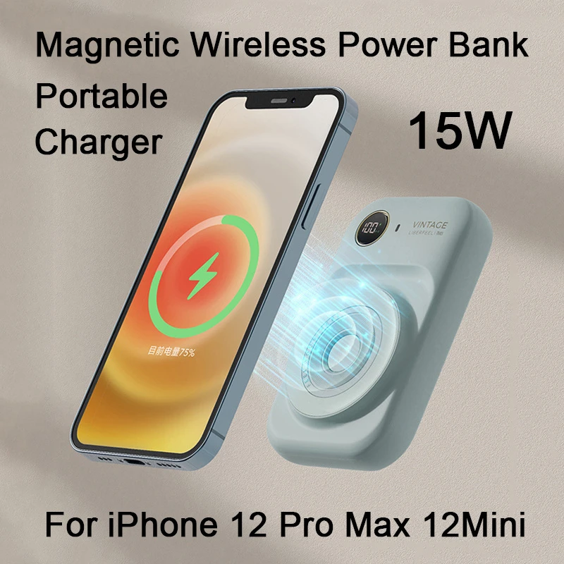 Magnetic Power Bank Comes With Dual-Line Mini Powerbank External Battery Pack Mobile Phone Portable Charger Auxiliary Battery best portable phone charger