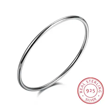 

925 Sterling Solid Silver Bracelet Fashion Personality Simple Smooth Bangles For Women Wedding Engagement Jewelry