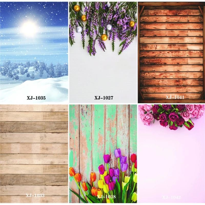 

Vinyl Custom Photography Backdrops Prop Flower and Wooden Planks Theme Photography Background #0025