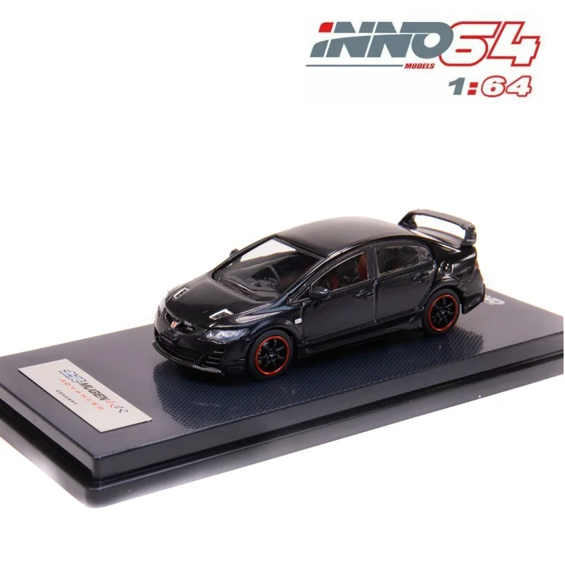 INNO64 1: 64 Honda Civic Тип RR FD2 Advance концепция 2009 Черный литой модельный автомобиль