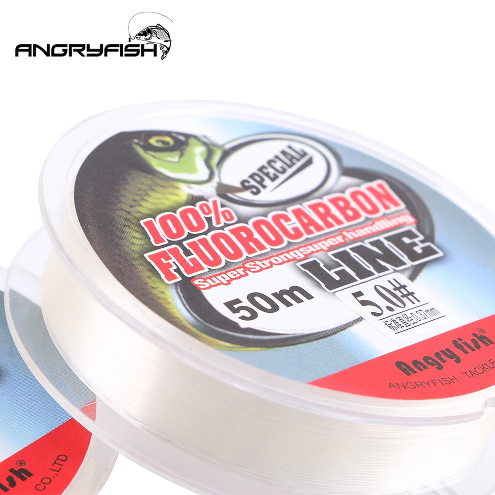 Angryfish Fluorocarbon Fishing Line 50m Transparent/Pink Super strong  Carbon Fiber Leader Line