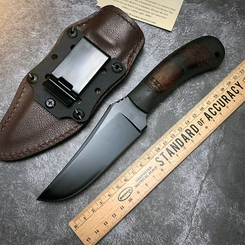 

Hot Fixed Blade Knife Stonewashed 80crv2 Blade Black G10 Handle Hunting Camp Survival Tactical Straight Knives Outdoor Tools