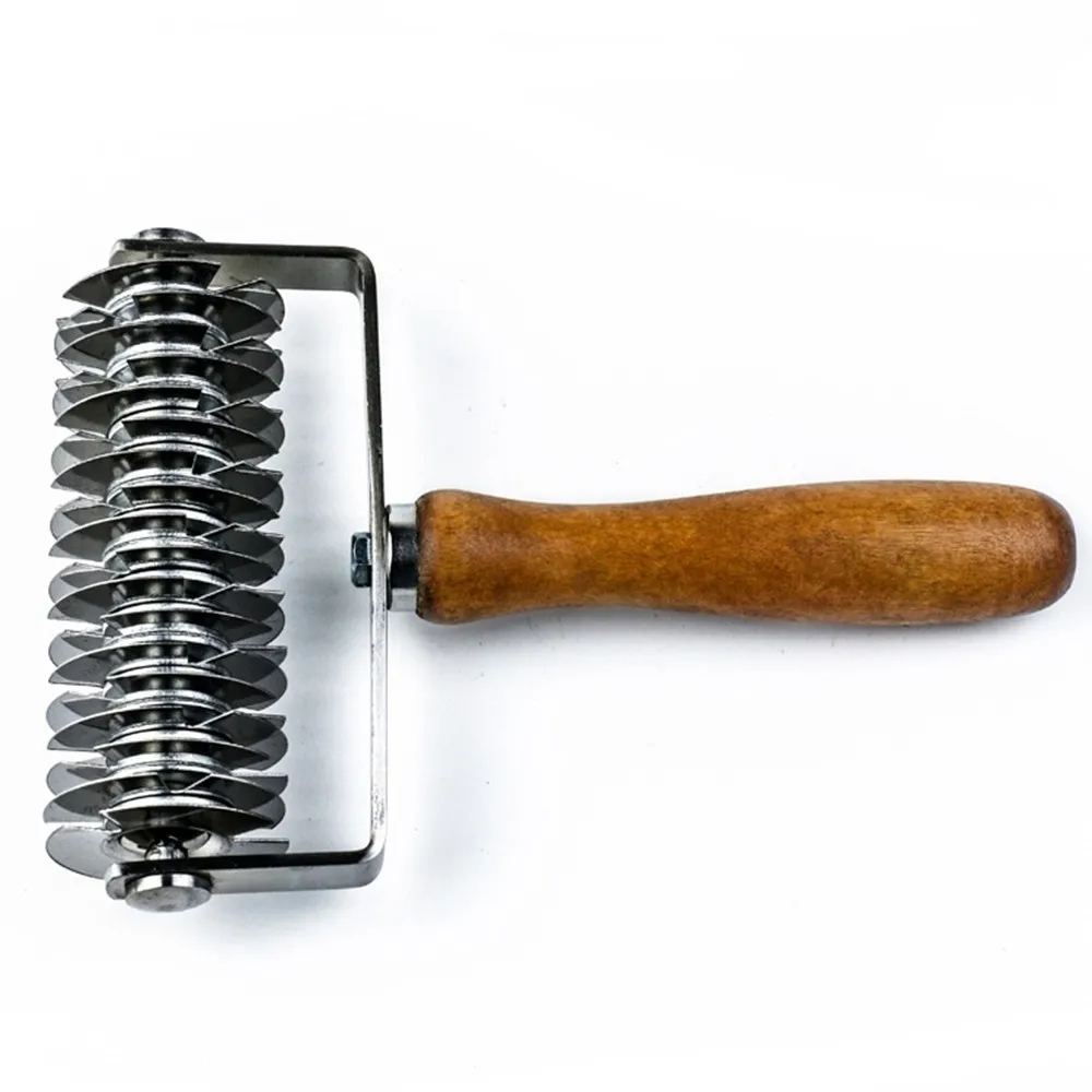 Из нержавеющей стали с деревянной ручкой колесо для пиццы инструмент выпечки