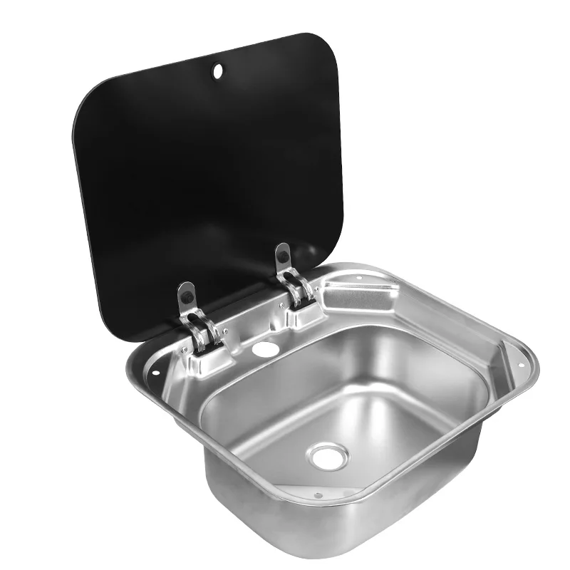 Boat RV Caravan Stainless Steel Hand Wash Basin Sink with Tempered Glass Lid