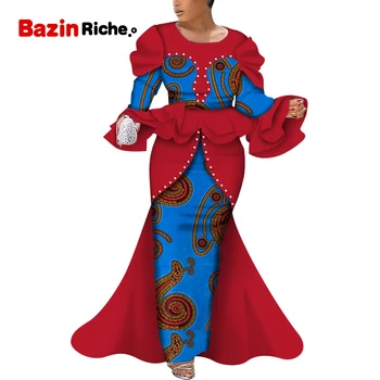

2020 Autumn Dashiki African Dresses for Women Long Sleeve Floor Length Dress for Party Traditional African Women Clothing WY5625