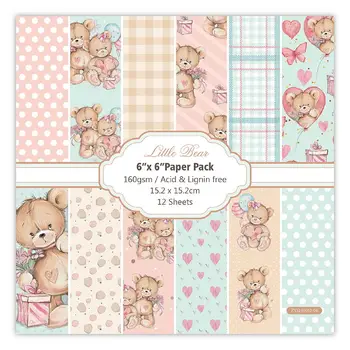 12 Lenzuola little bear Scrapbooking Pastiglie di Carta Origami di Arte Sfondo di Carta Fabbricazione Della Carta FAI DA TE Scrapbook di Carta del Mestiere