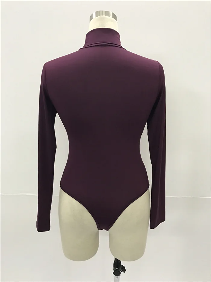 Turtleneck Long Sleeve Women Bodysuits Elastic Slim Elegant Femme Jumpsuits High Waist Autumn Winter Clothing Female 12 Colors