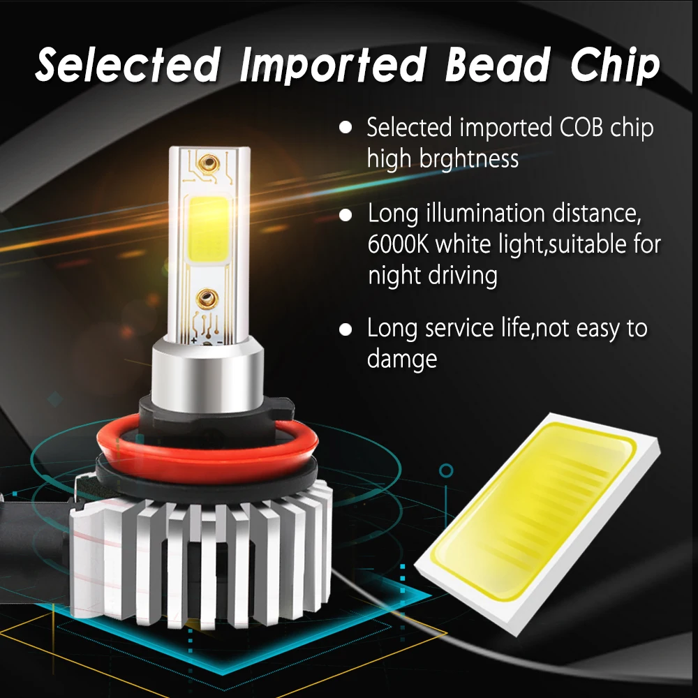 CNSUNNYLIGHT H7 H4 H11 H1 H3 9005 HB3 9006 HB4 880 LED Car Headlight Bulbs 36W 8000LM 6000K 8000K 3000K Auto 12V COB Led Lights